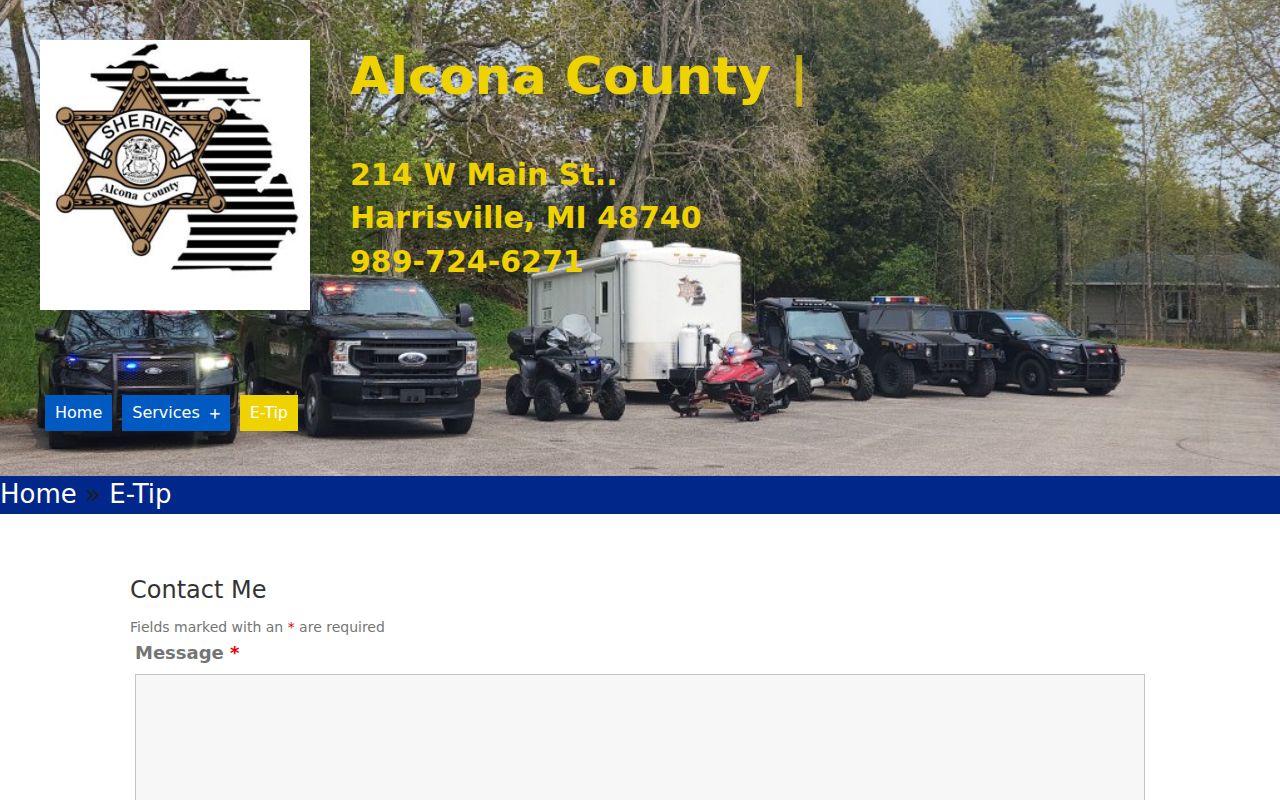 Alcona County Sheriff E-Tip form for most wanted information