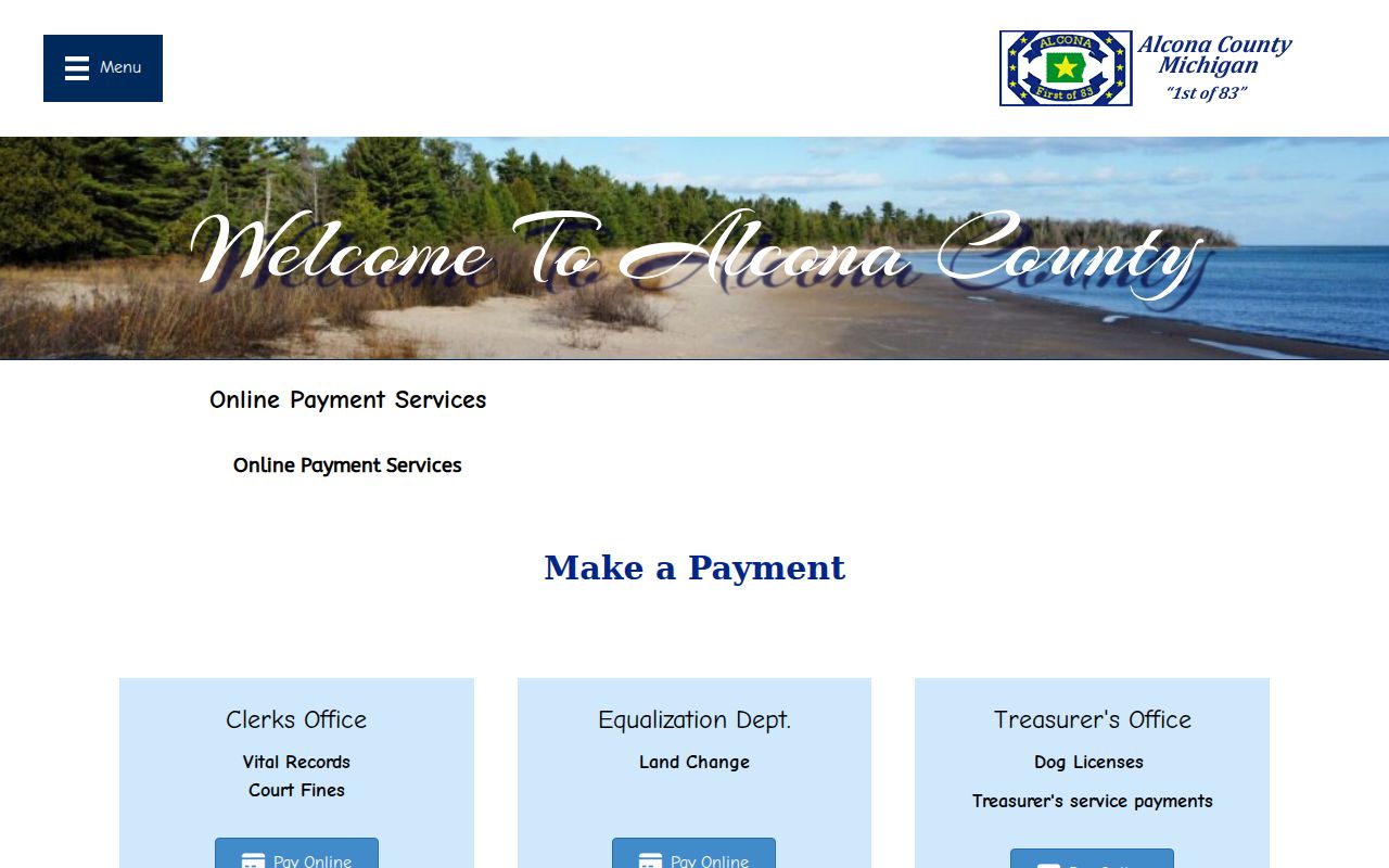 Alcona County court fine payment routing for municipal warrant records