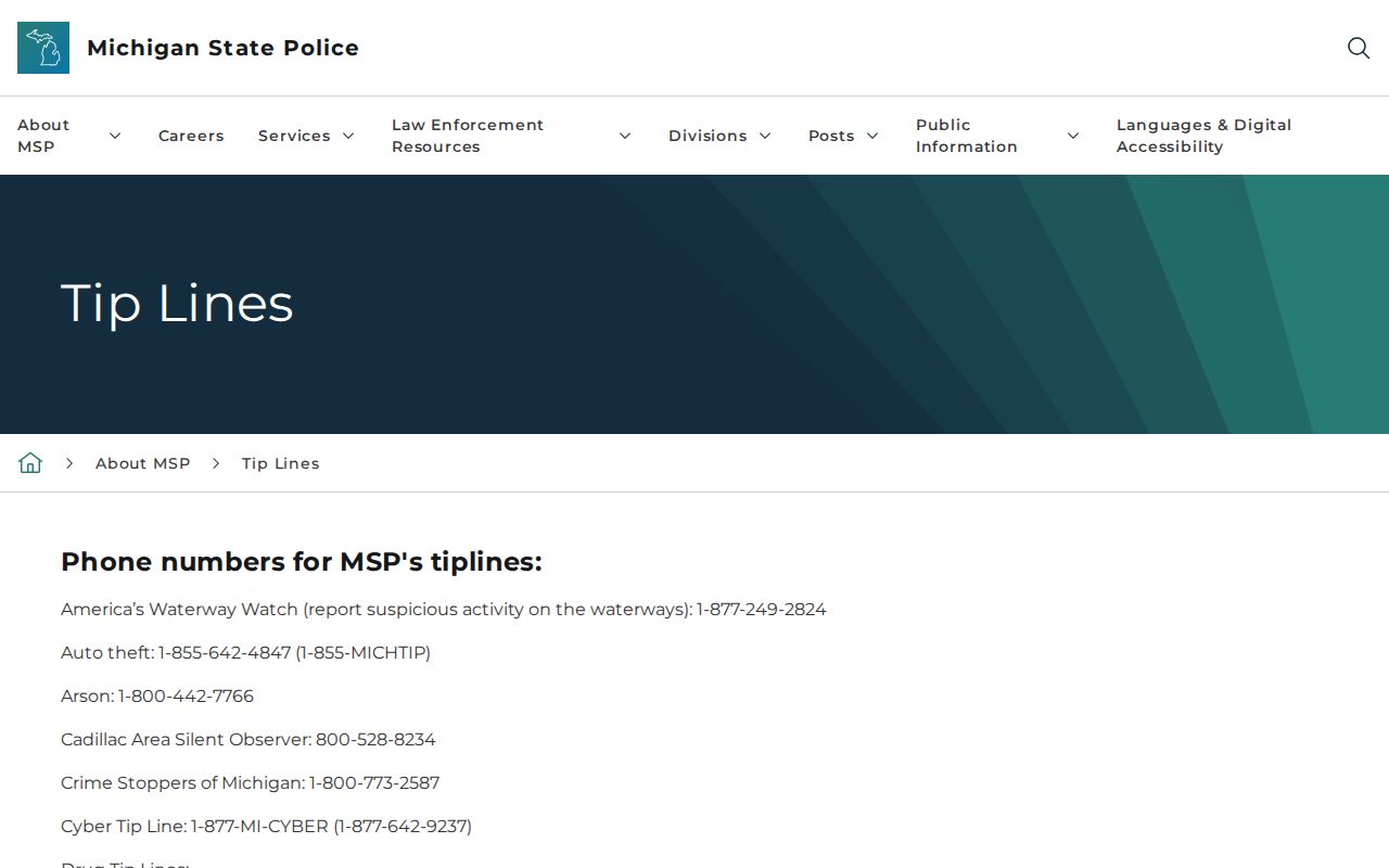 Michigan statewide tip program serving Alcona County most wanted tips