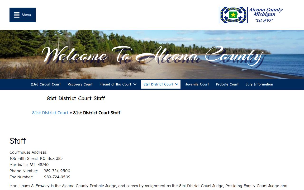 Alcona County warrant search clerk and magistrate contacts